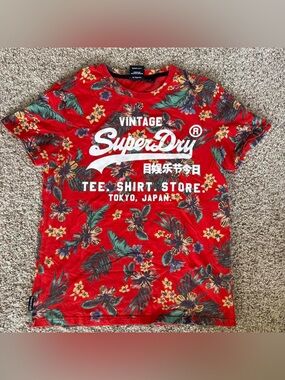 Super dry red floral tee